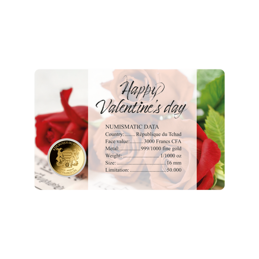 Valentines Day Coin Card 999/1000 1/1000oz - Gold Gift