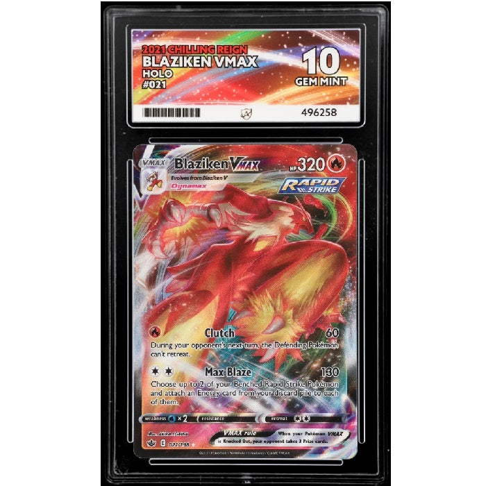 2021 Pokemon Chilling Reign Blaziken Vmax 021/192 Ace Gem Mint 10 Preowned
