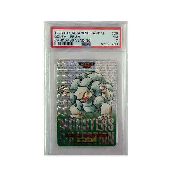 1996 P.M Japanese Bandai Pokemon Carddass Vending Golem Prism 76 PSA Near Mint PSA 7