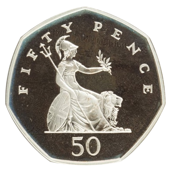50 Pence - Elizabeth II 3rd portrait; small type, Silver Piedfort 16g 925 Silver Coin Preowned