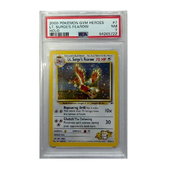 2000 Pokemon Gym Heroes LT Surge's Fearow Holo 7/132 PSA Near Mint 7 Preowned