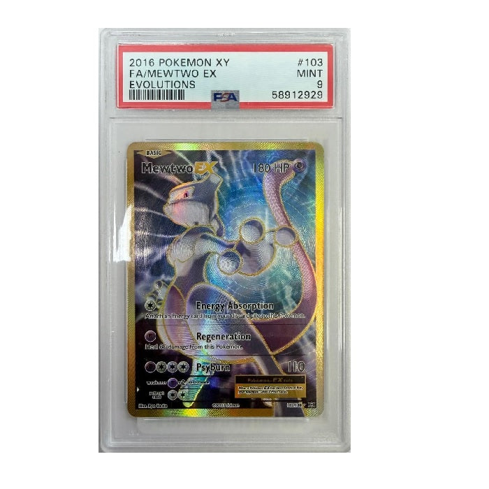 2016 Pokemon XY Evolutions Mewtwo EX Full Art 103/108 PSA 9 Mint Preowned