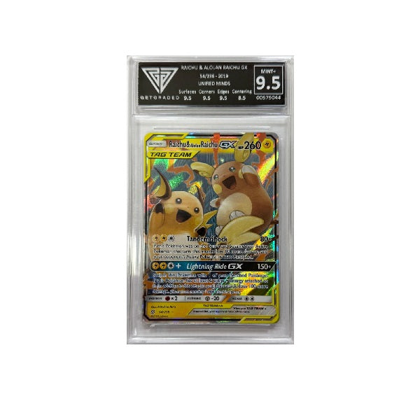 2019 Pokemon Unified Minds Raichu & Alolan Raichu GX 54/236 Get Graded Mint + 9.5 Preowned
