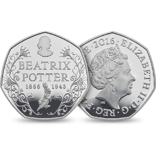 150th Anniversary Of Beatrix Potter 2016 UK 50P 925 Coin 8g