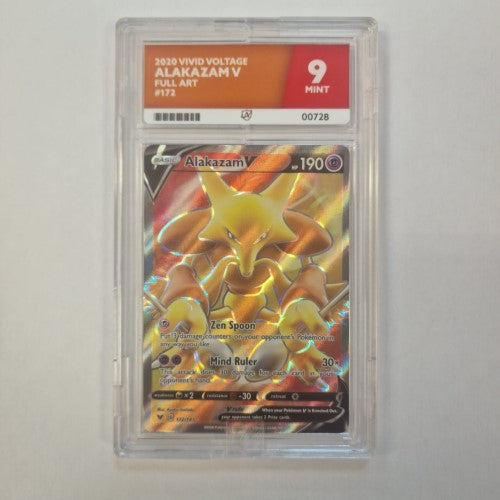 2020 Pokemon Vivid Voltage Alakazam V 172/185 Full Art Ace 9 Mint Preowned