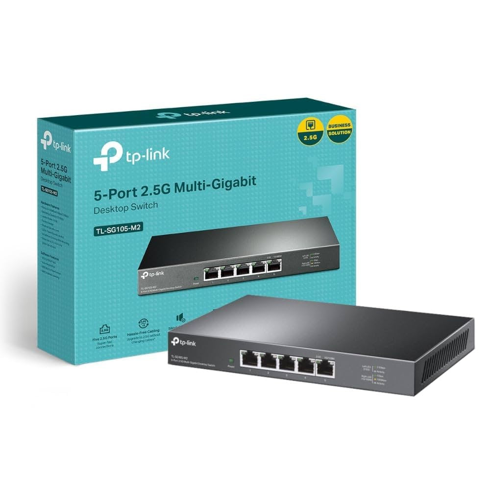 TP Link Network TL-SG105-M2 5-Port 2.5G Multi-Gigabit With 2.5 Gigabit PCIe Network Adapter Grade B Preowned