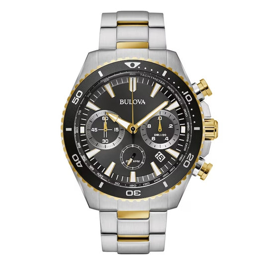 Bulova High Precision Chronograph Men's Two-Tone Stainless Steel Bracelet Watch Preowned