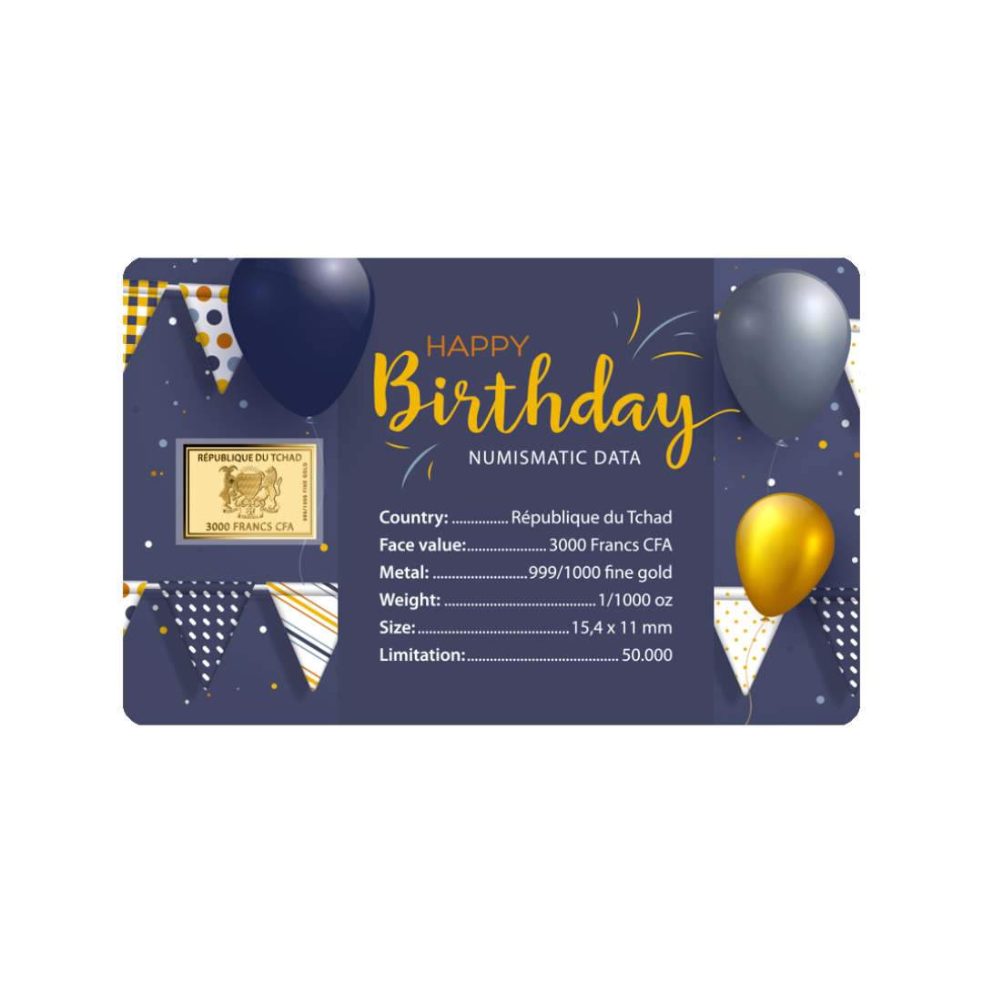 Happy Birthday Coin Card 999/1000 1/1000oz - Gold Gift