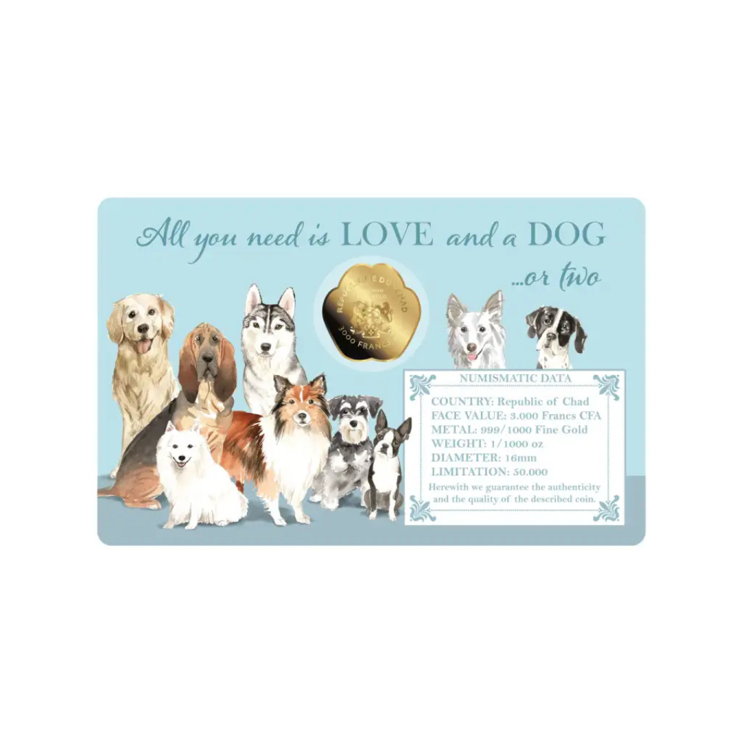 Dogs Coin Card 999/1000 1/1000oz - Gold Gift