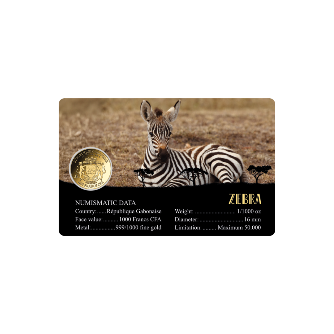 African Zebra Coin Card - Gold Gift