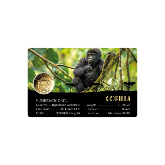 African Gorilla Coin Card - Gold Gift