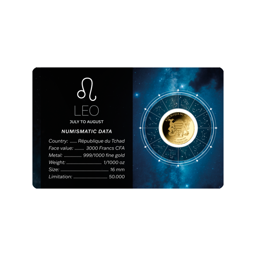 Zodiac Leo Coin Card 999/1000 1/1000oz - Gold Gift