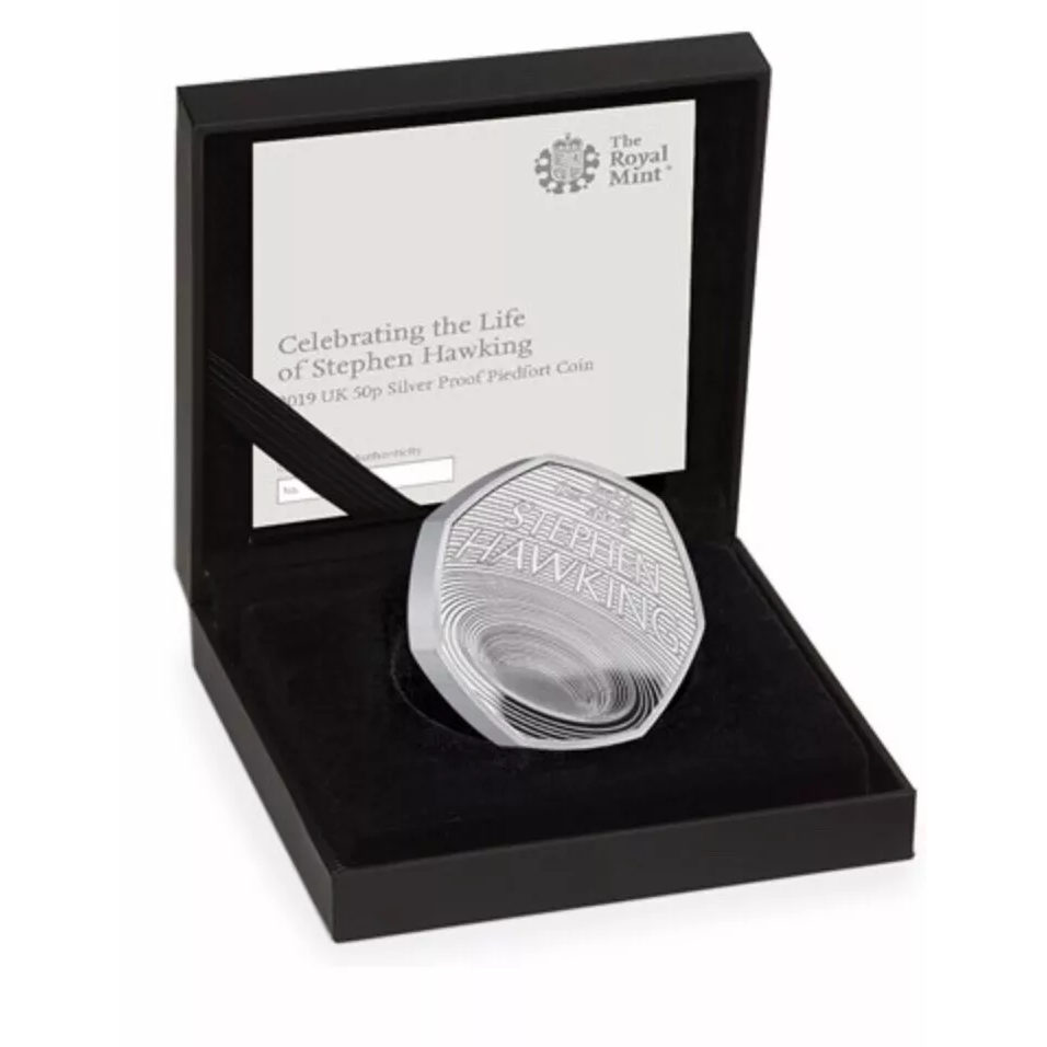 2019 Celebrating the Life of Stephen Hawking UK Piedfort 50p Silver Proof Coin