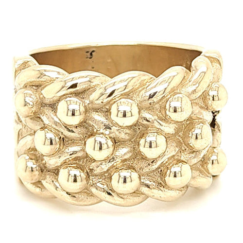9ct Yellow Gold Keeper Ring Size R Approx 12.2g Preowned