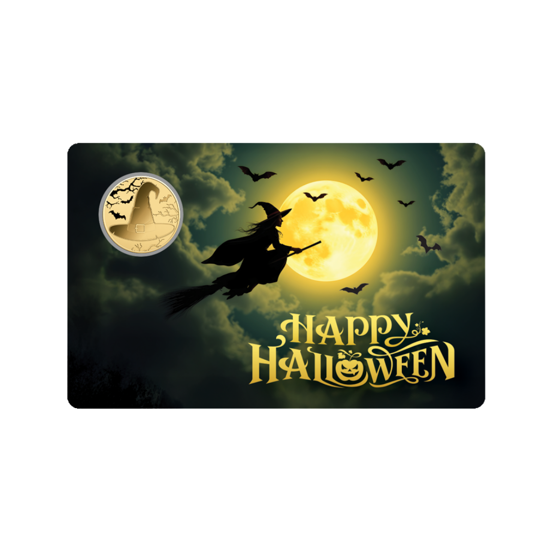 Halloween Witch Coin Card 999/1000 1/1000oz - Gold Gift