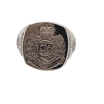 Royal Engineers Silver 925 Signet Ring Size T Preowned