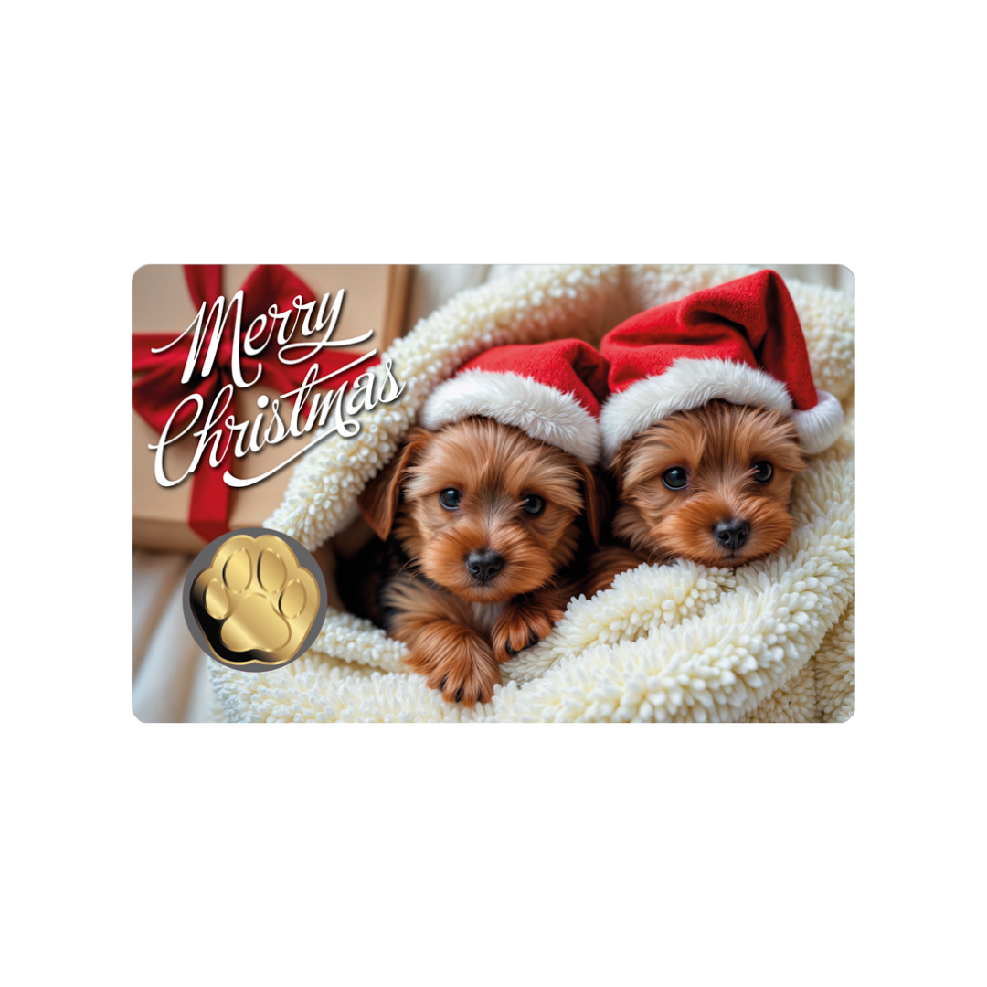 Dog Santa Hat Coin Card 999/1000 1/1000oz - Gold Gift