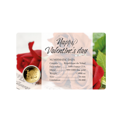 Valentines Day Coin Card 999/1000 1/1000oz - Gold Gift