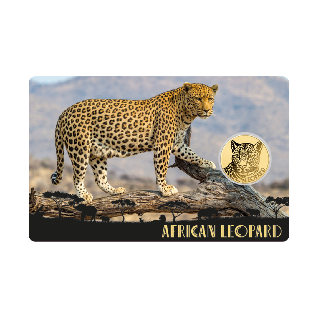 African Leopard Coin Card - Gold Gift