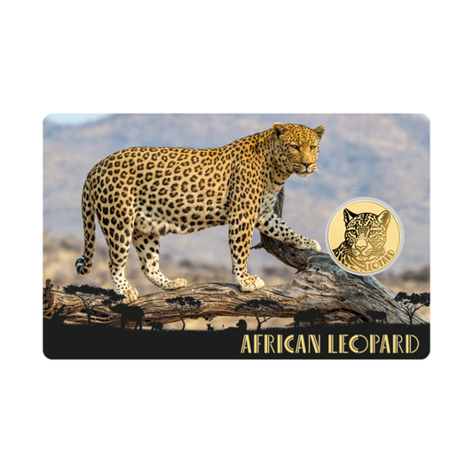 African Leopard Coin Card - Gold Gift