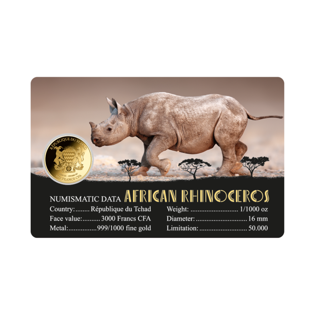 American Rhinoceros Coin Card 999/1000 1/1000oz - Gold Gift Preowned