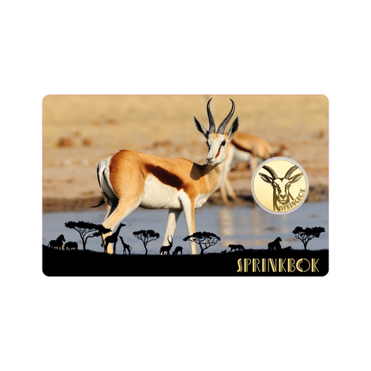 American Springbok Coin Card 999/1000 1/1000oz - Gold Gift Preowned