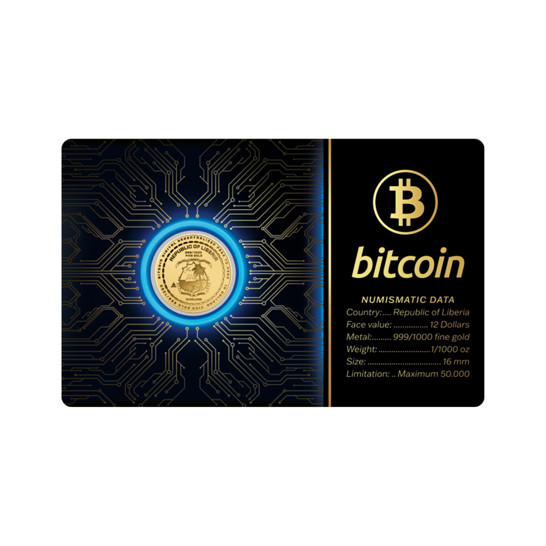 Bitcoin Coin Card 1/1000 oz .999 - Gold Gift
