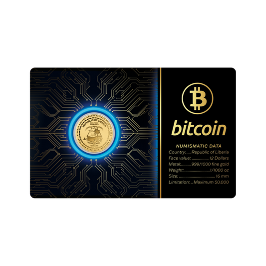 Bitcoin Coin Card 1/1000 oz .999 - Gold Gift