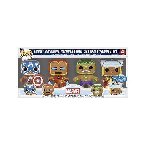 Funko Pop - Marvel (4 Pack) Gingerbread Captain America, Iron Man, Hulk (3+) Preowned