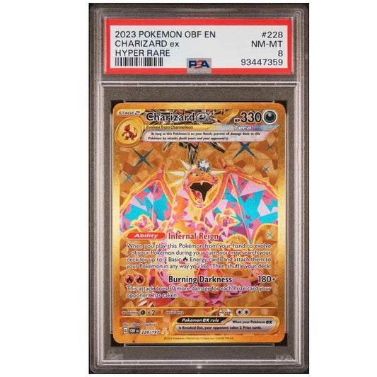 2023 Pokemon Obsideon Flames Charizard Ex 228/197 PSA Near Mint 8 Preowned