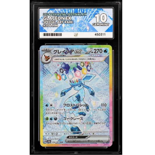2024 Pokemon Terastal Festival Glaceon Ex 206/187 ACE 10 Gem Mint Preowned