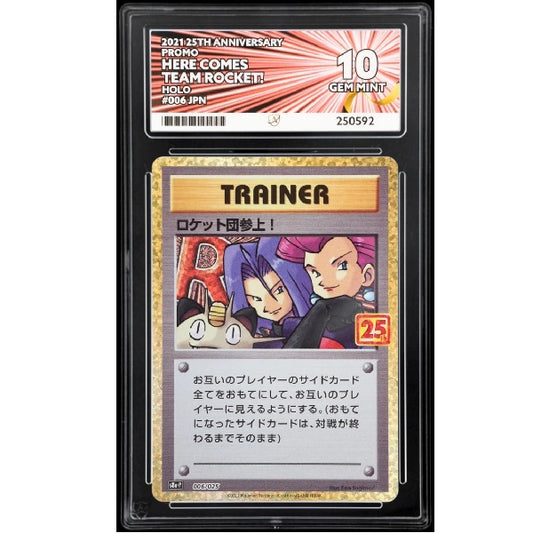 2021 Pokemon 25th Anniversary Here Comes Team Rocket! 006/025 ACE 10 Gem Mint Preowned