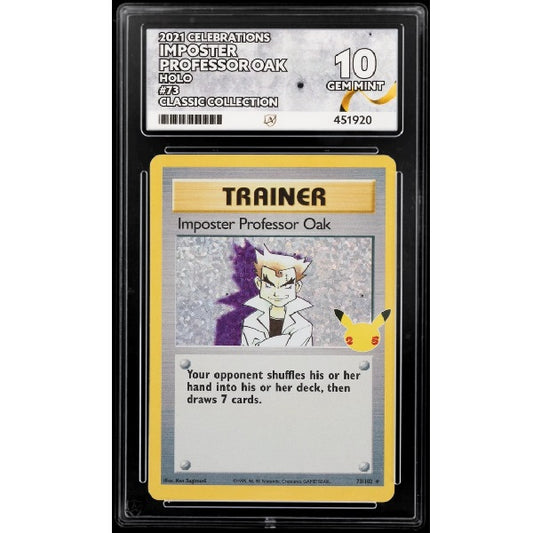 2021 Pokemon Celebrations Imposter Professor Oak 73/102 ACE 10 Gem Mint Preowned
