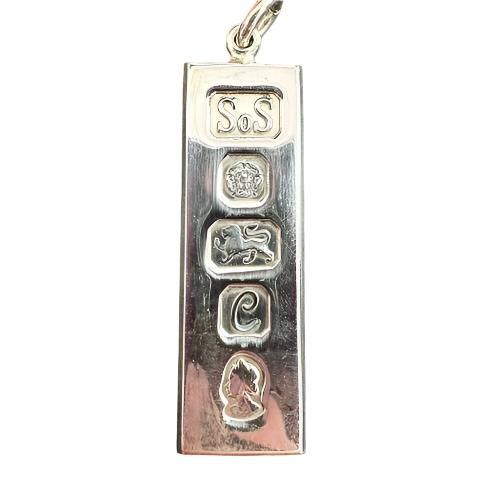 Silver 925 Sterling Ingot Pendant 14.9g Preowned