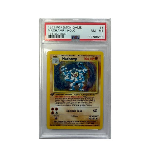 1999 Pokemon 1st Edition Machamp Holo 8/102 PSA Near Mint 8 Preowned