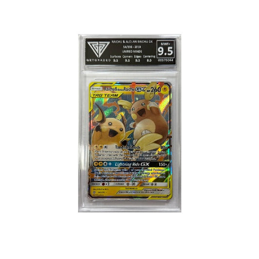 2019 Pokemon Unified Minds Raichu & Alolan Raichu GX 54/236 Get Graded Mint + 9.5 Preowned