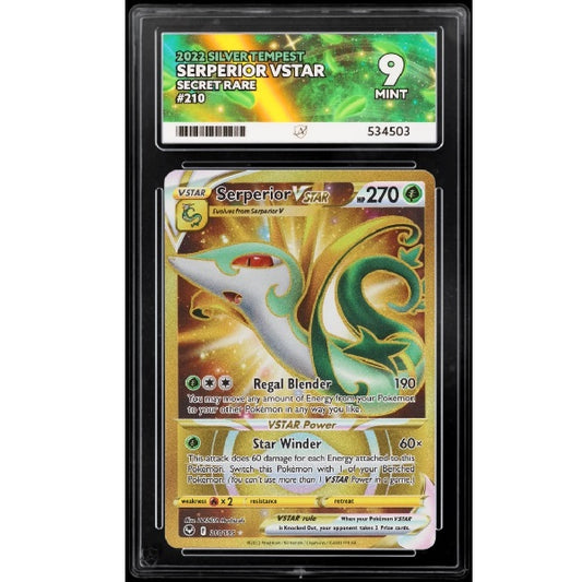 2022 Pokemon Silver Tempest Serperior Secret Rare 210/195 ACE 9 Mint Preowned