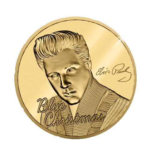Elvis Blue Christmas 1/10 oz The Dublin Mint Office 22kt Gold Coin Preowned