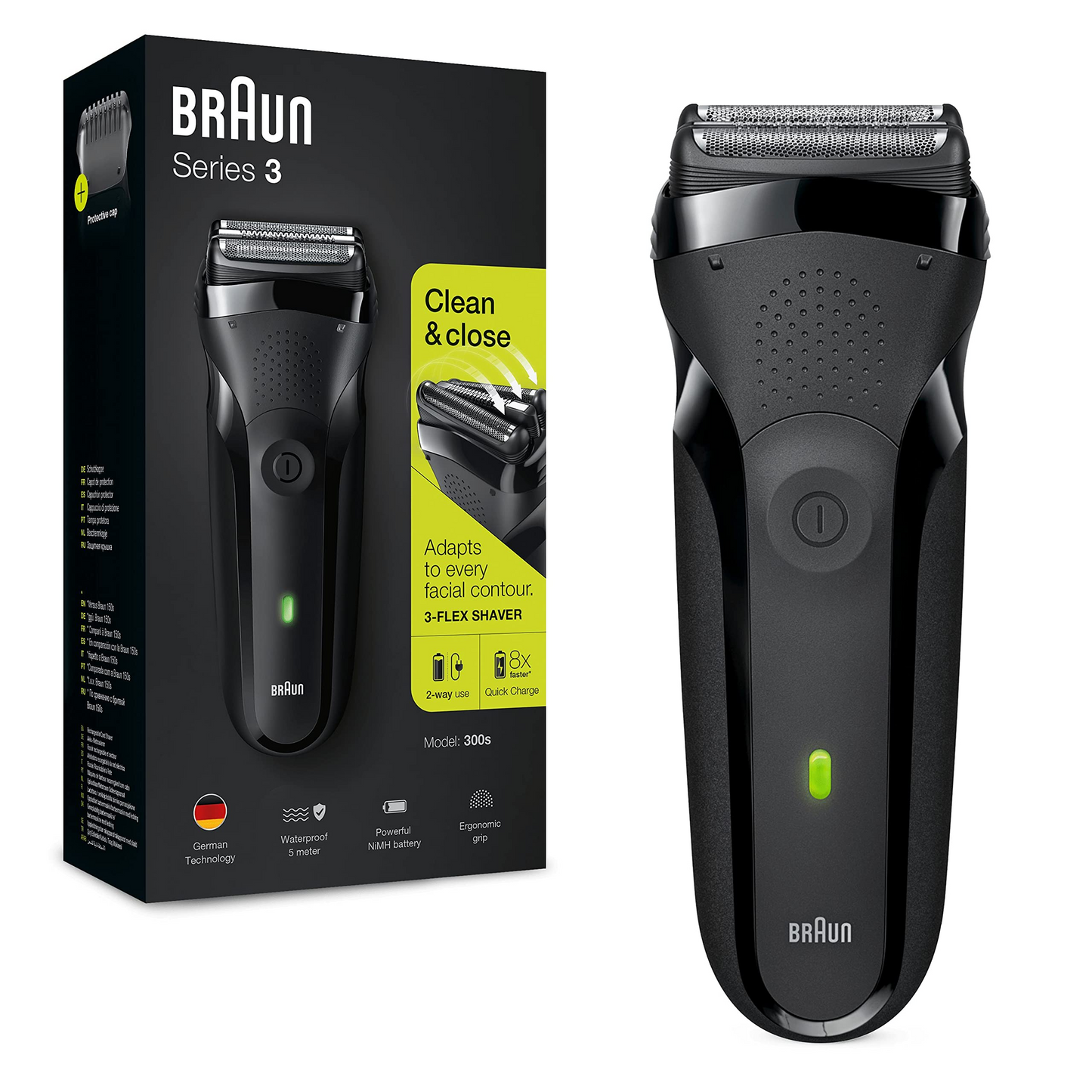Braun Series 3 300s Dry Foil Shaver Black Grade A Preowned