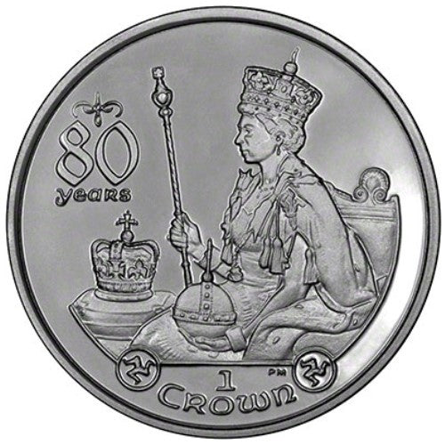 Isle Of Man "1 Crown" 80th Birthday Anniversary Queen Elizabeth II 2006 Coin Preowned