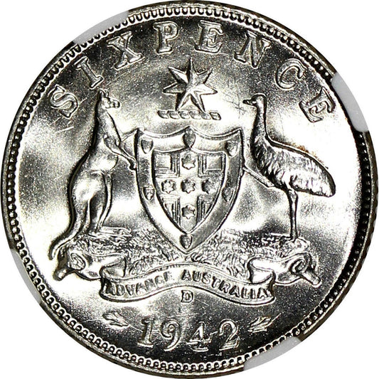 Australian "6 Pence" George VI 1942 Coin Preowned