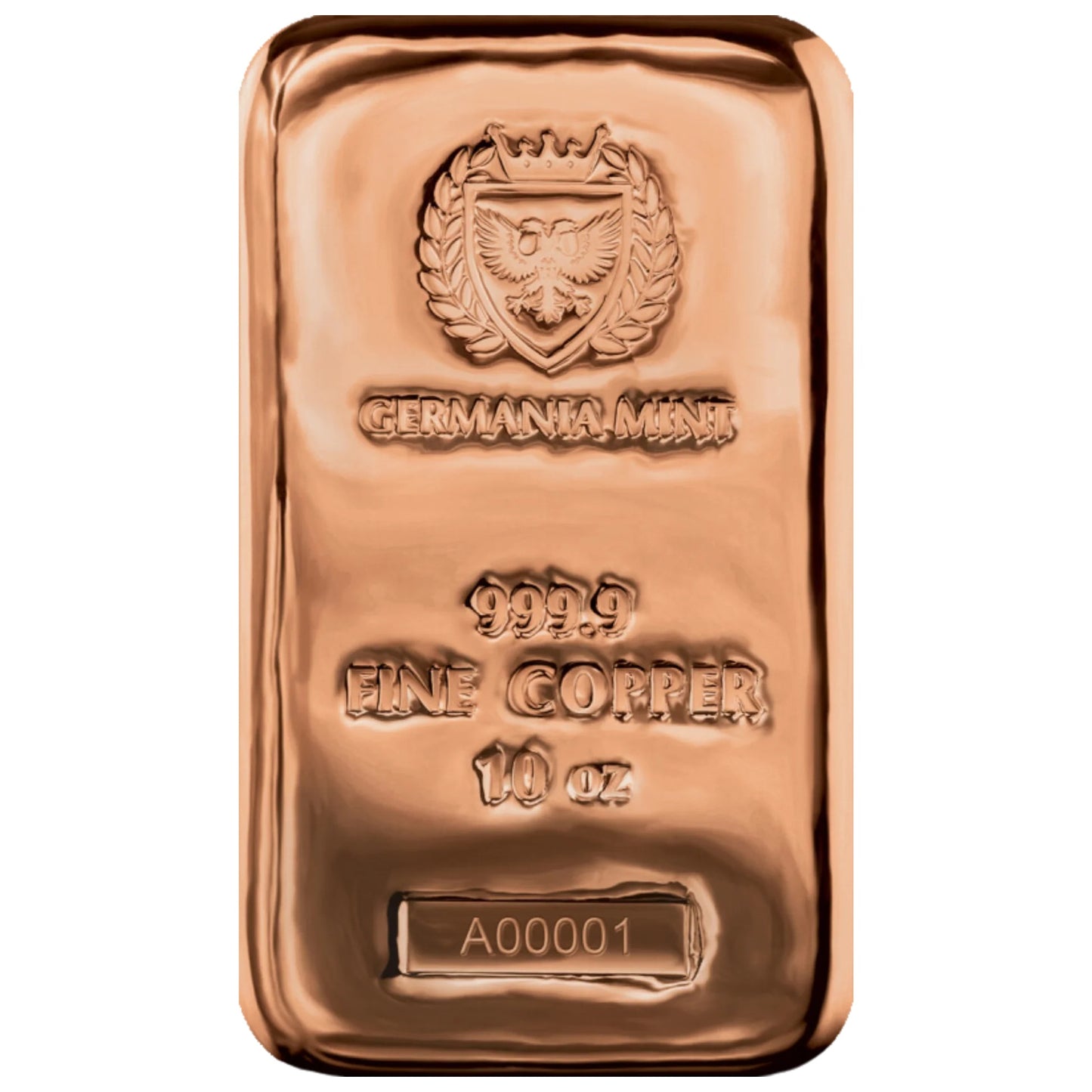 Germania Mint Copper Cast 10oz Bullion Bar 999.9