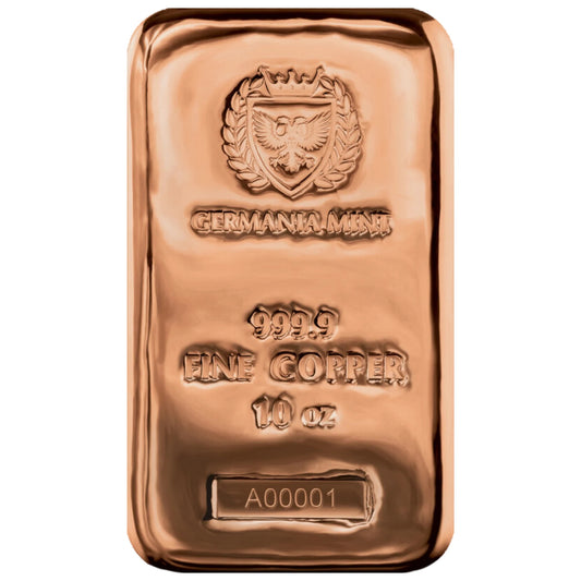 Germania Mint Copper Cast 10oz Bullion Bar 999.9