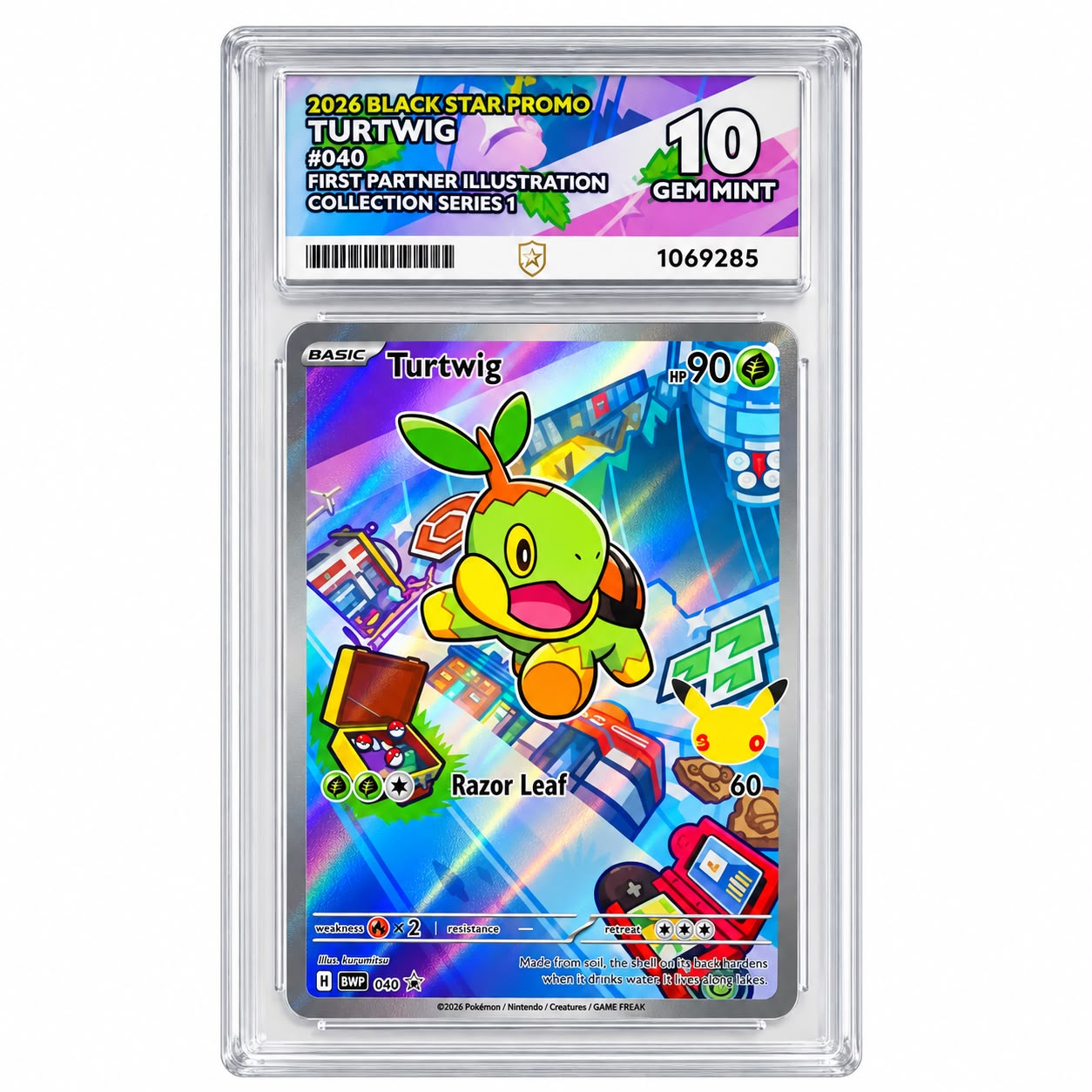 2026 Black Star Promo Turtwig First Partner Illustration 040 ACE GEM Mint 10 Preowned