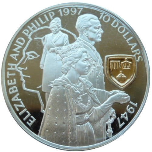 Solomon Islands "10 Dollars" Elizabeth II Golden Wedding 1997 Coin Preowned