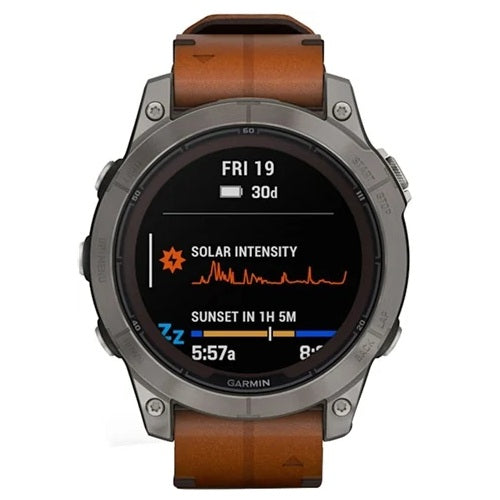 Garmin Fenix 7 Pro Sapphire Solar Edition 47mm Titanium With Chestut Strap Grade B Preowned