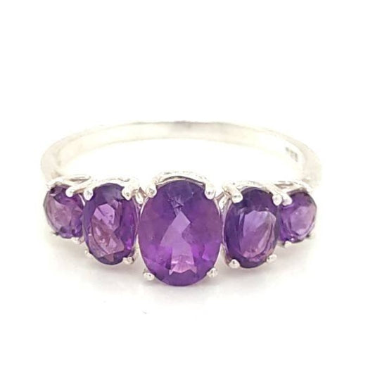 925 Silver Amethyst Ring R 2.1g Preowned
