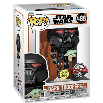 Funko Pop! - Star Wars [488] Dark Trooper With Grogu (3+) Preowned