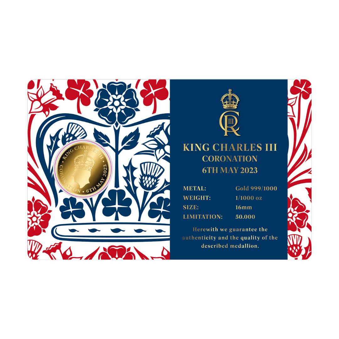 King Charles III Coronation Coin Card 999/1000 1/1000oz - Gold Gift