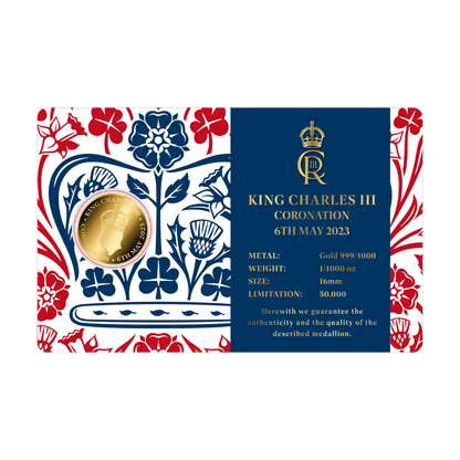 King Charles III Coronation Coin Card 999/1000 1/1000oz - Gold Gift